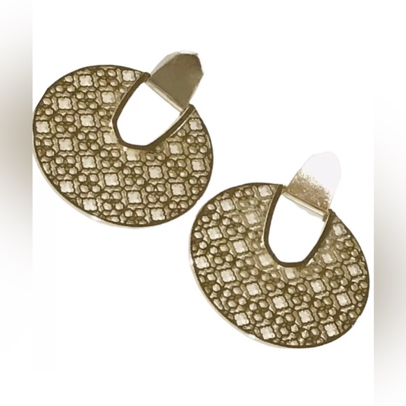Prwnd Kendra Scott - DIANE gold filigree statement disc earrings W bag - Picture 1 of 5